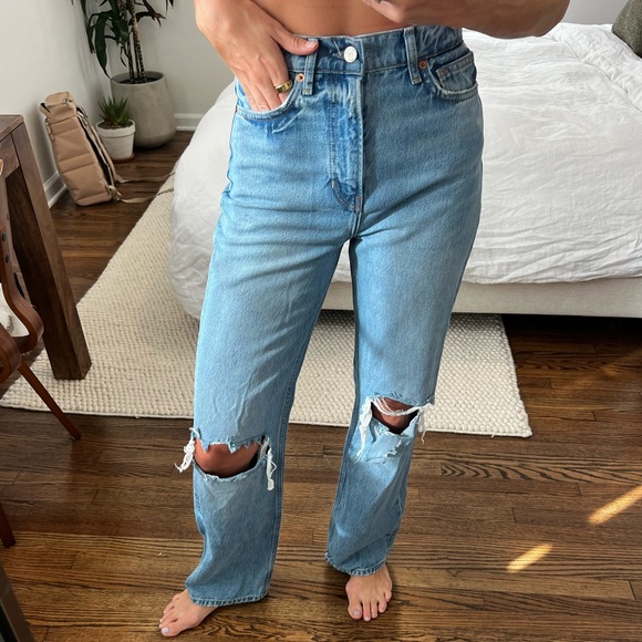Reformation Denim - Reformation High Rise straight leg boot cut jeans sz 26